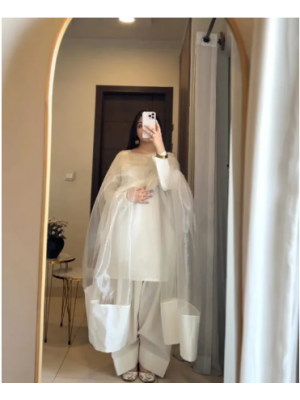 NILOFER - White/farshi shalwar kameez/2 and 3 piece dress for women/stitched/farshi shalwar/premium quality/raw silk