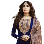 Ladies Chiffon Crinkle Embroidered Navy Blue Shalwar Kameez ZR-94 (Unstitched)