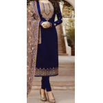 Ladies Chiffon Crinkle Embroidered Navy Blue Shalwar Kameez ZR-94 (Unstitched)