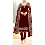 Ladies Chiffon Crinkle Embroidered Maroon Shalwar Kameez HS-197 (Unstitched)